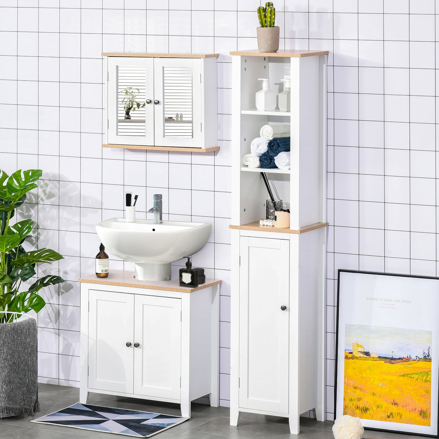 Luzi Freestanding Under Sink Bathroom Cupboard With Adjustable Shelves White