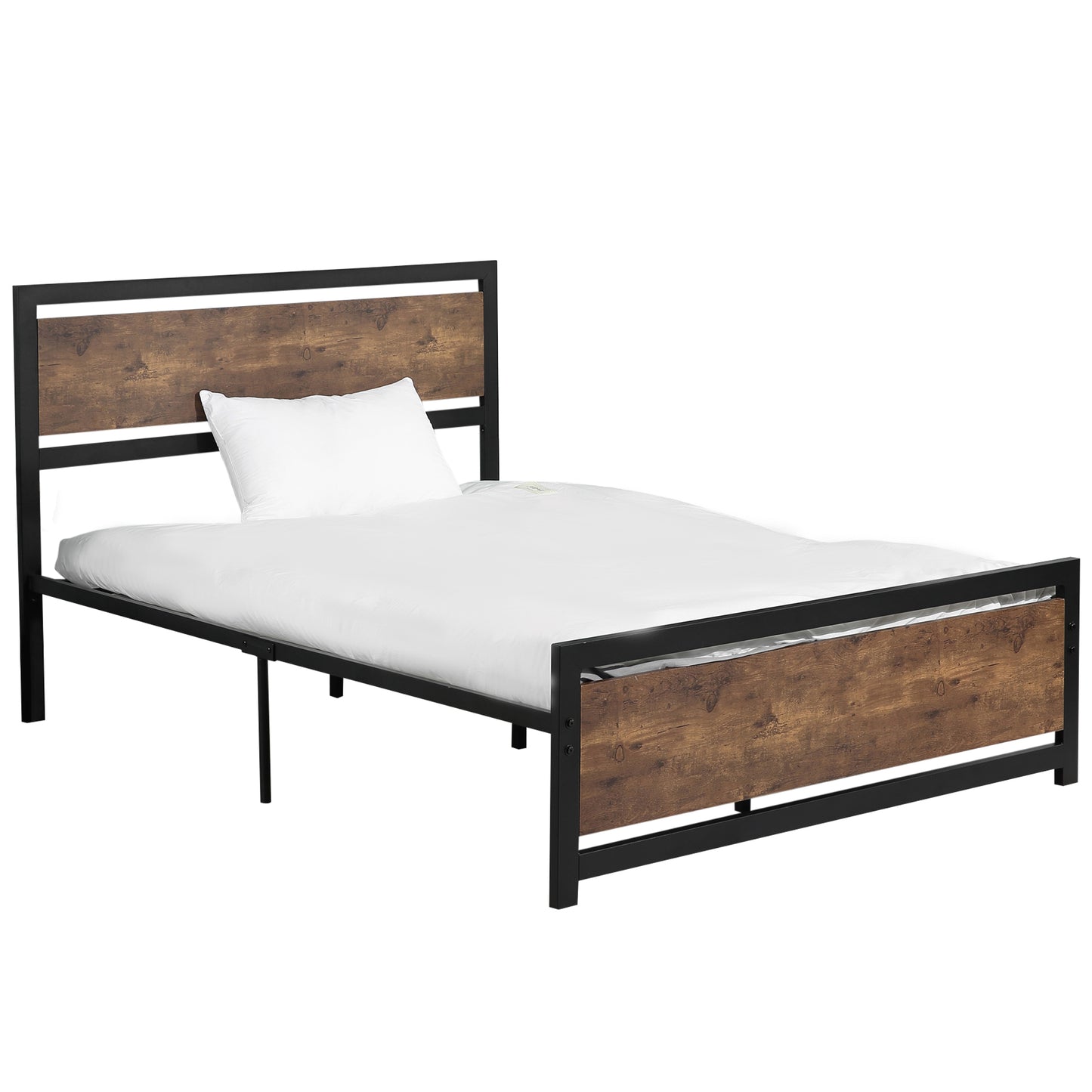 Vatoni 4FT6 Rustic Double Metal Bed Frame With Headboard and Footboard