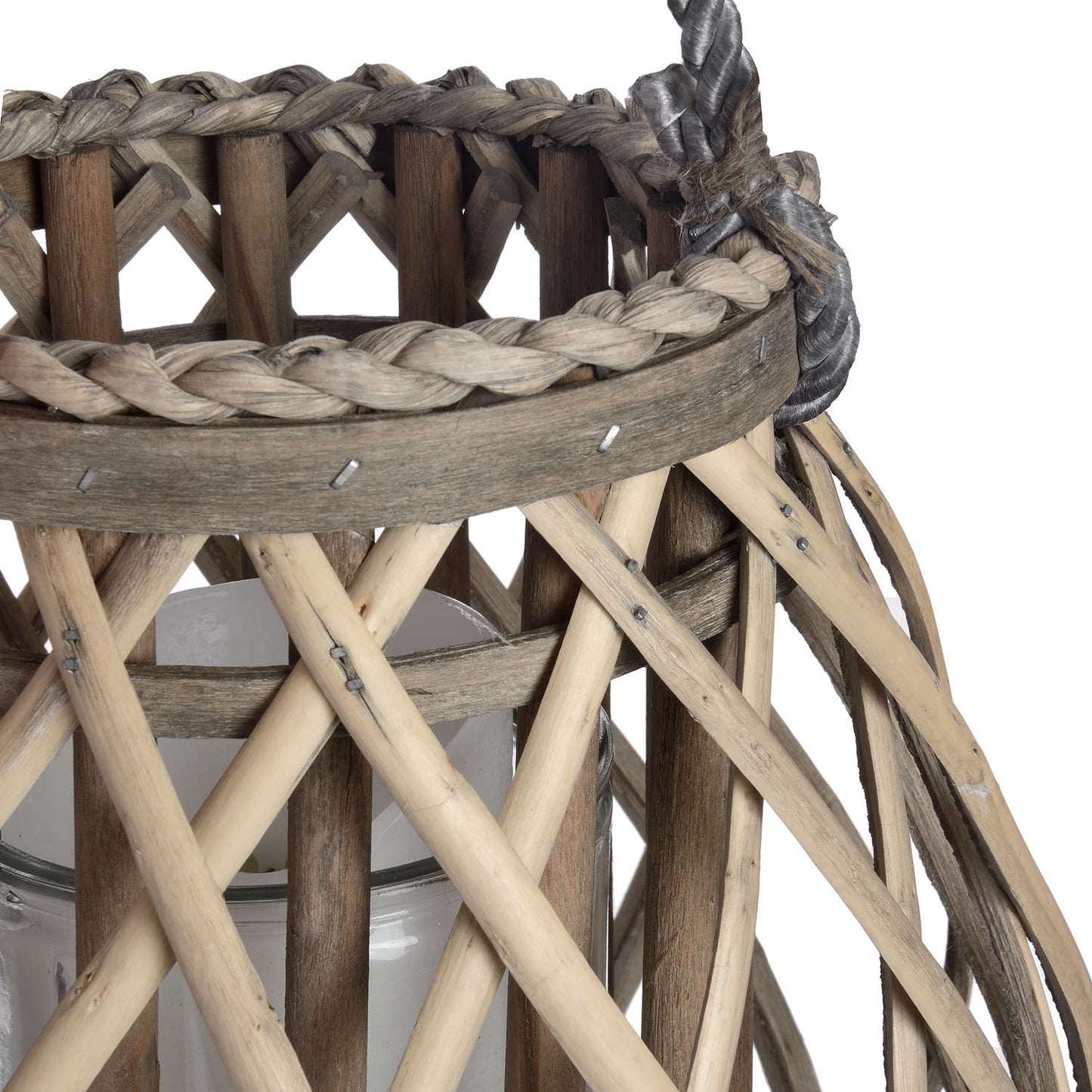 Small Coastal Wicker Woven Lantern