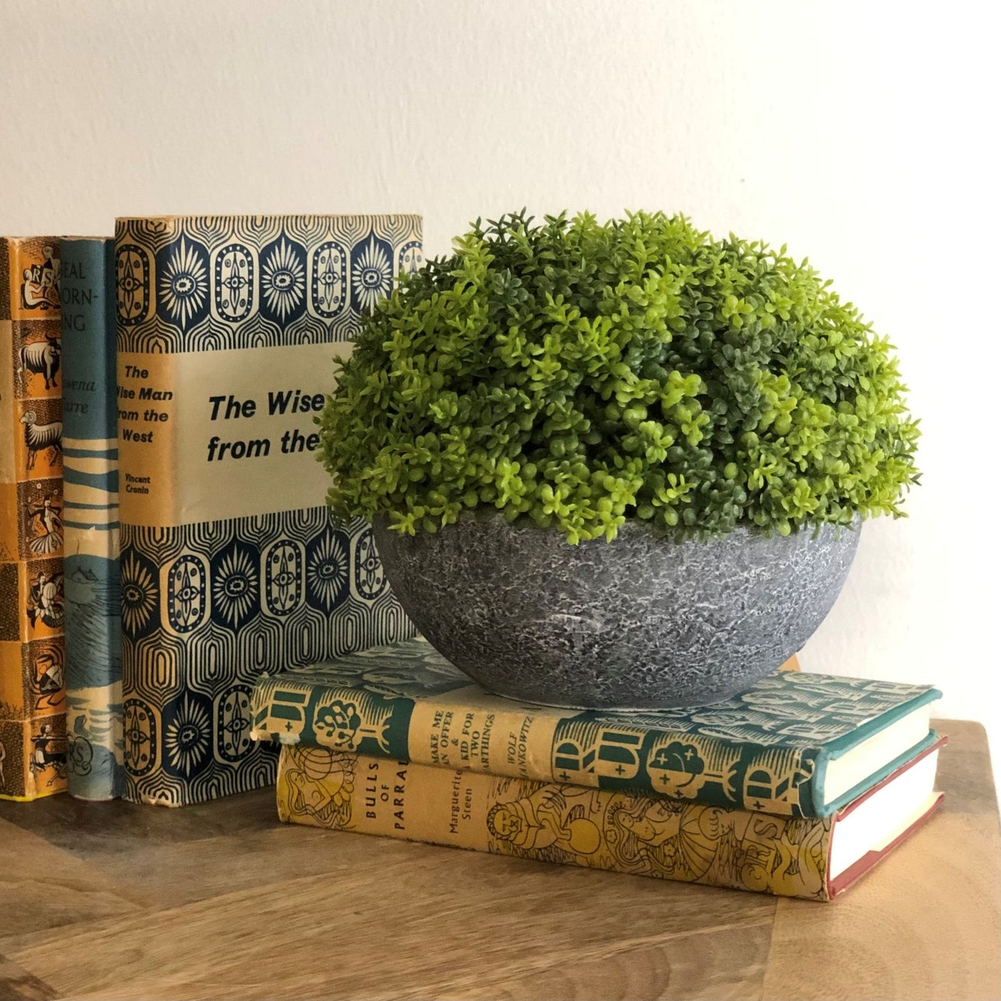 Small Artificial Hebe Globe Plant in Grey Ceramic Pot