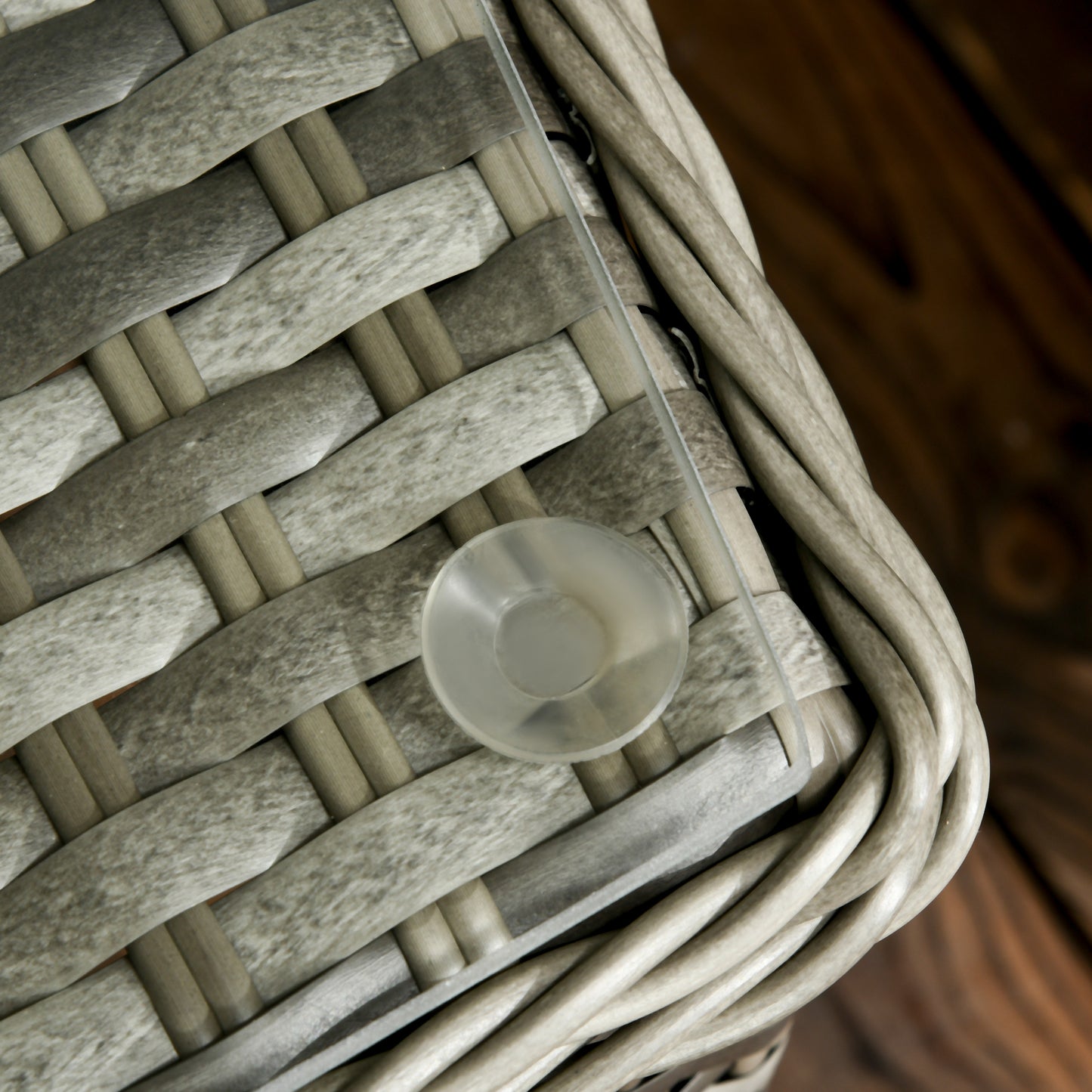 Yosu Rattan Grey 3 Piece Bistro Set With Glass Top Table