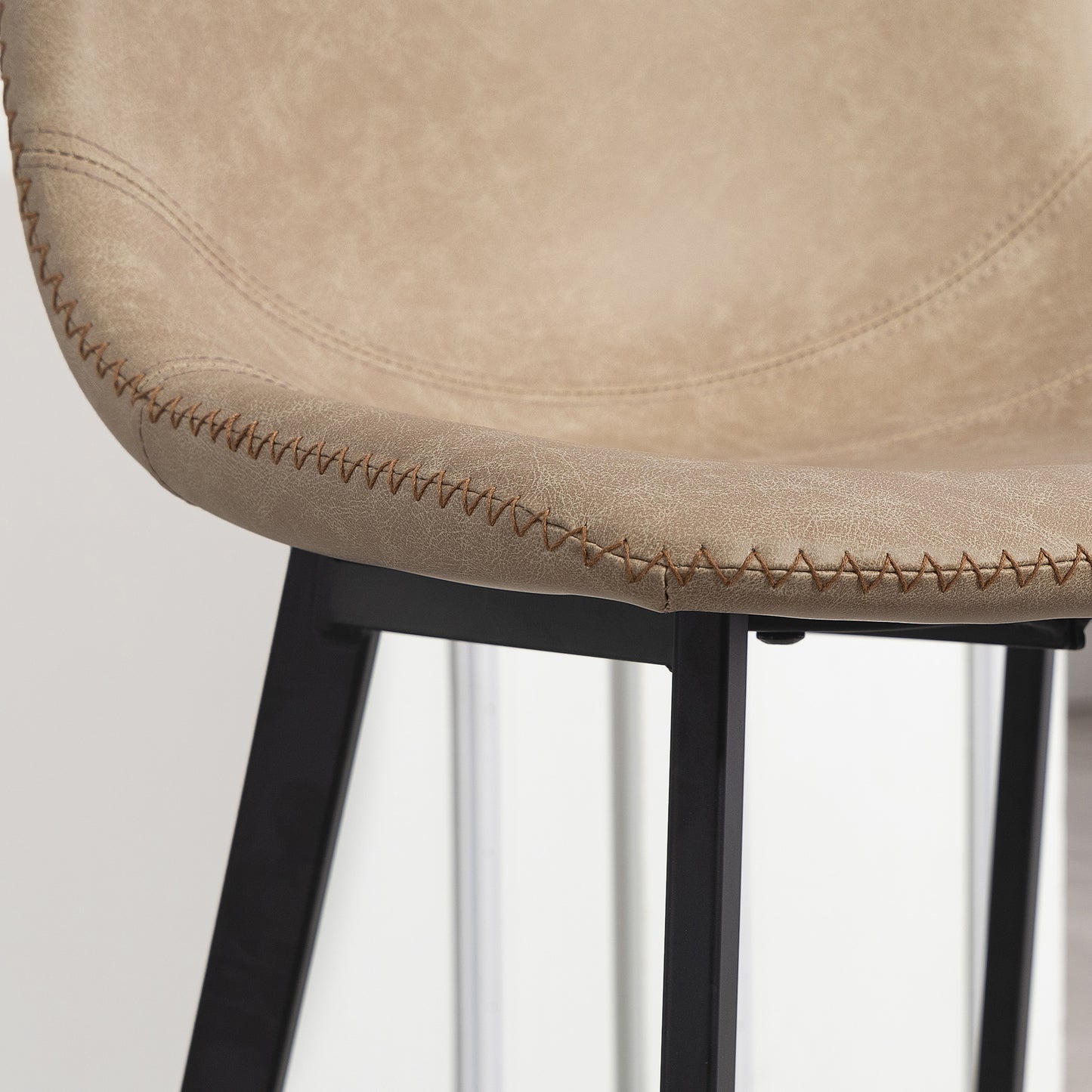 Panato Set Of 2 Light Brown Faux Leather Dining Bar Stools