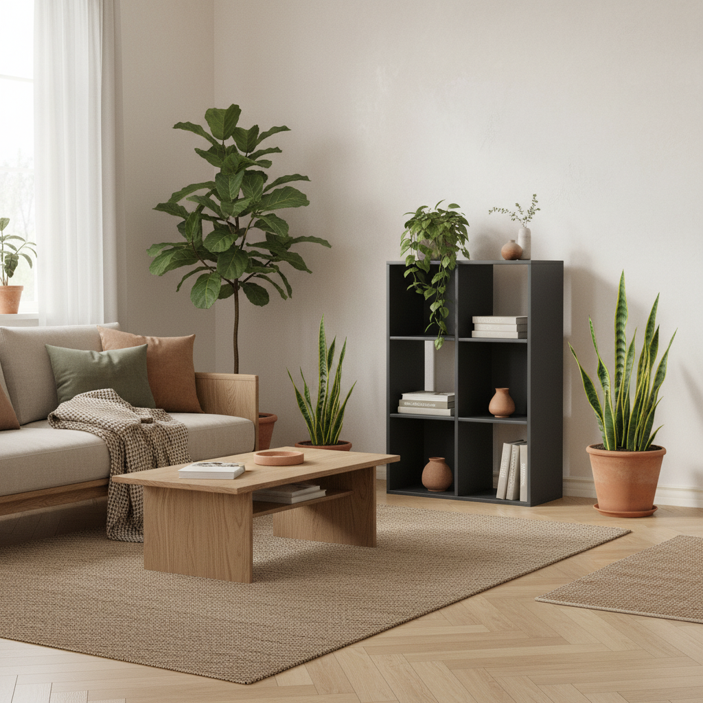 Vasutte Wooden Black 6 Cube Storage Bookcase