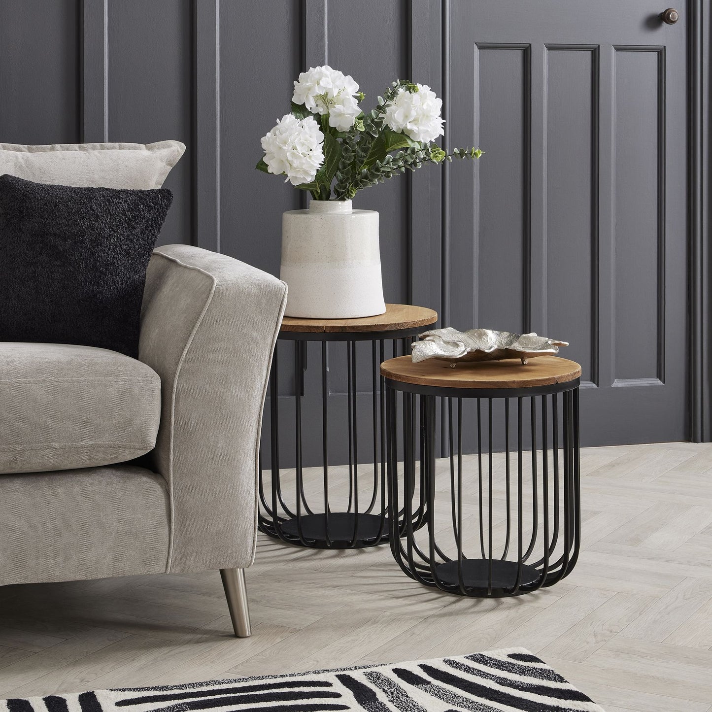 Set of 3 Artificial Flowers White Hydrangea Stems