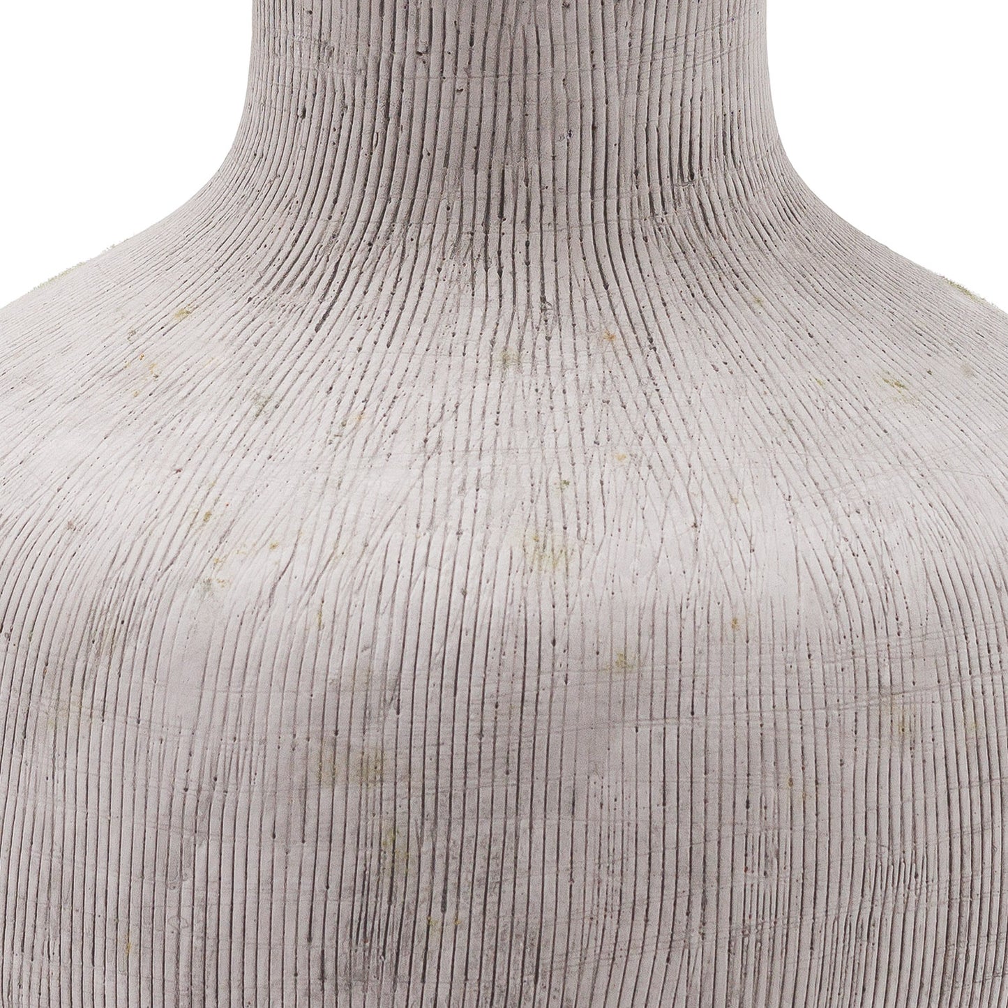 Rosevale Textured Lines Soft Grey and White Squat Stoneware Vase
