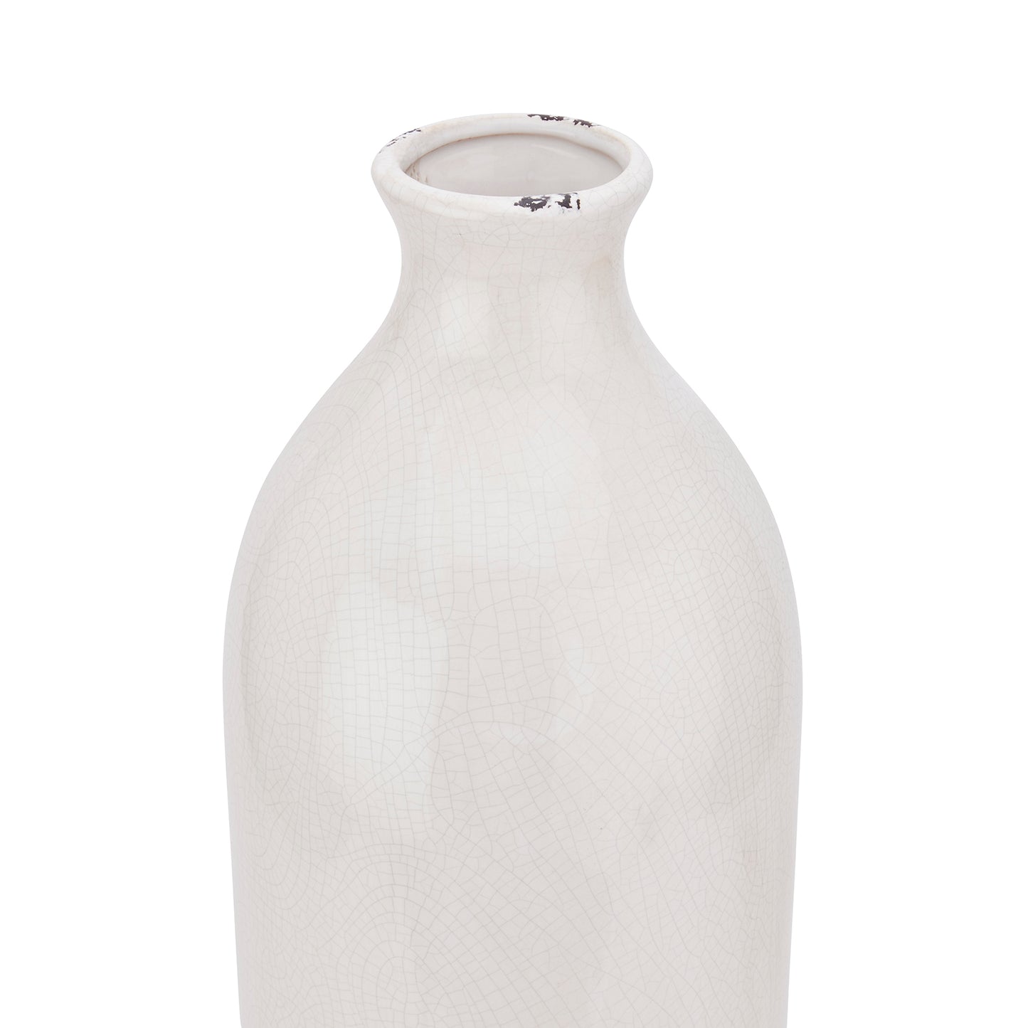Sagebloom White Glazed Ceramic Bottle Vase Crackle Effect