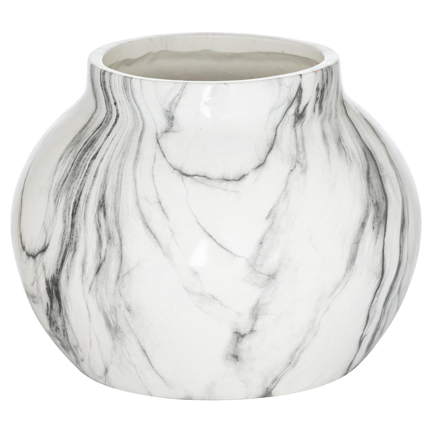 White Marble Effect Ceramic Planter