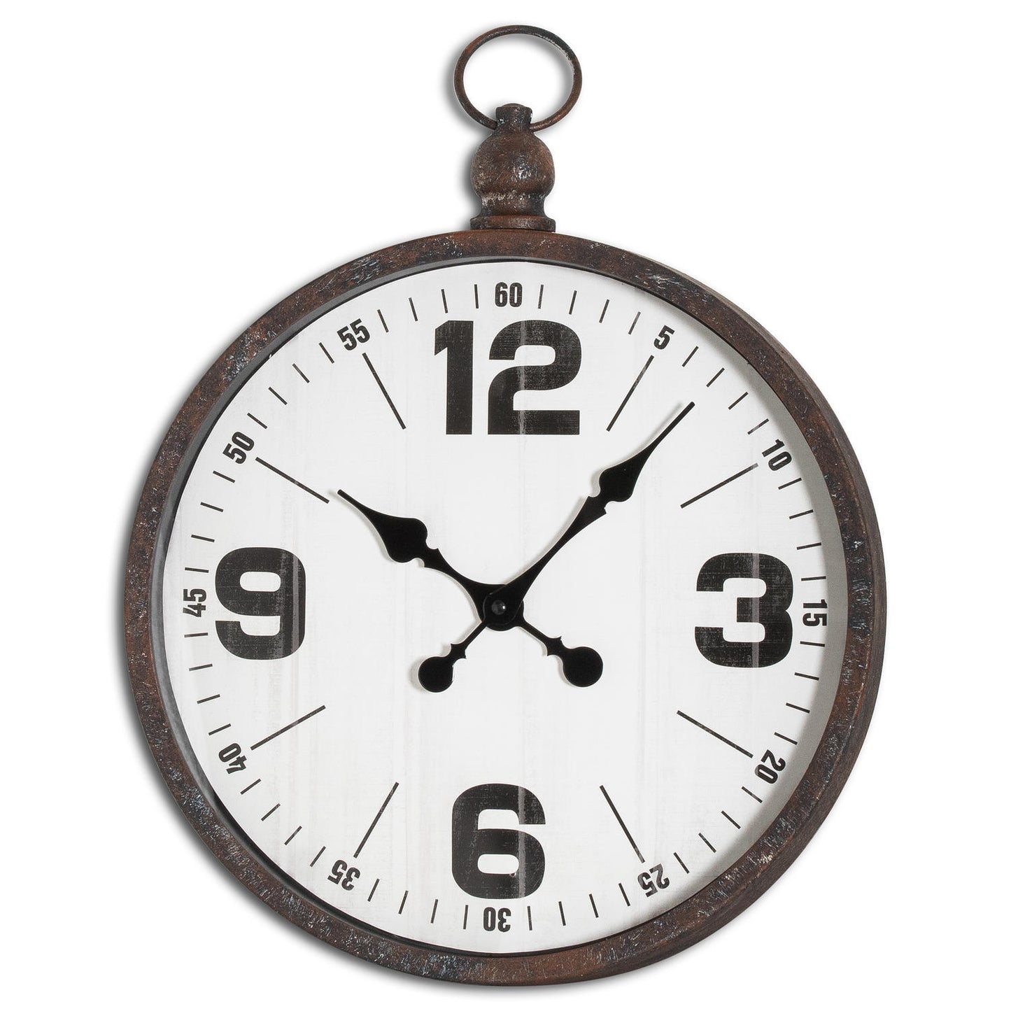Vintage Pocket Watch Style Wall Clock with Rustic Metal Frame