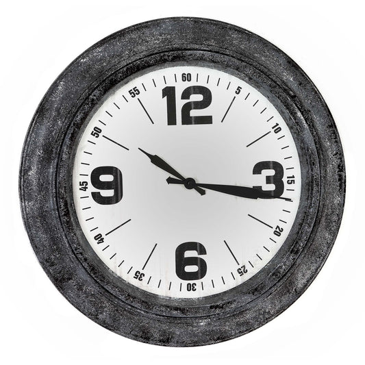 45cm Industrial Distressed Black Framed Wall Clock