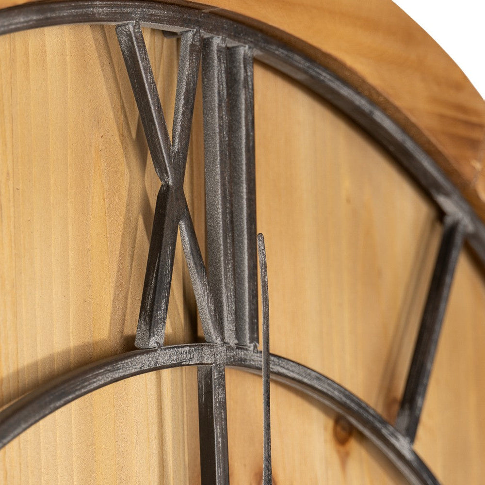 Rustic Roman Numerals Wooden Round Wall Clock