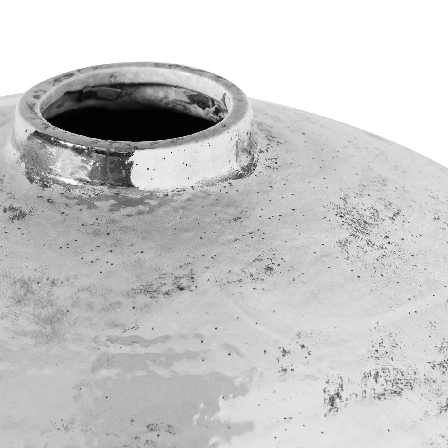 Large Hammered Silver Ceramic Vase