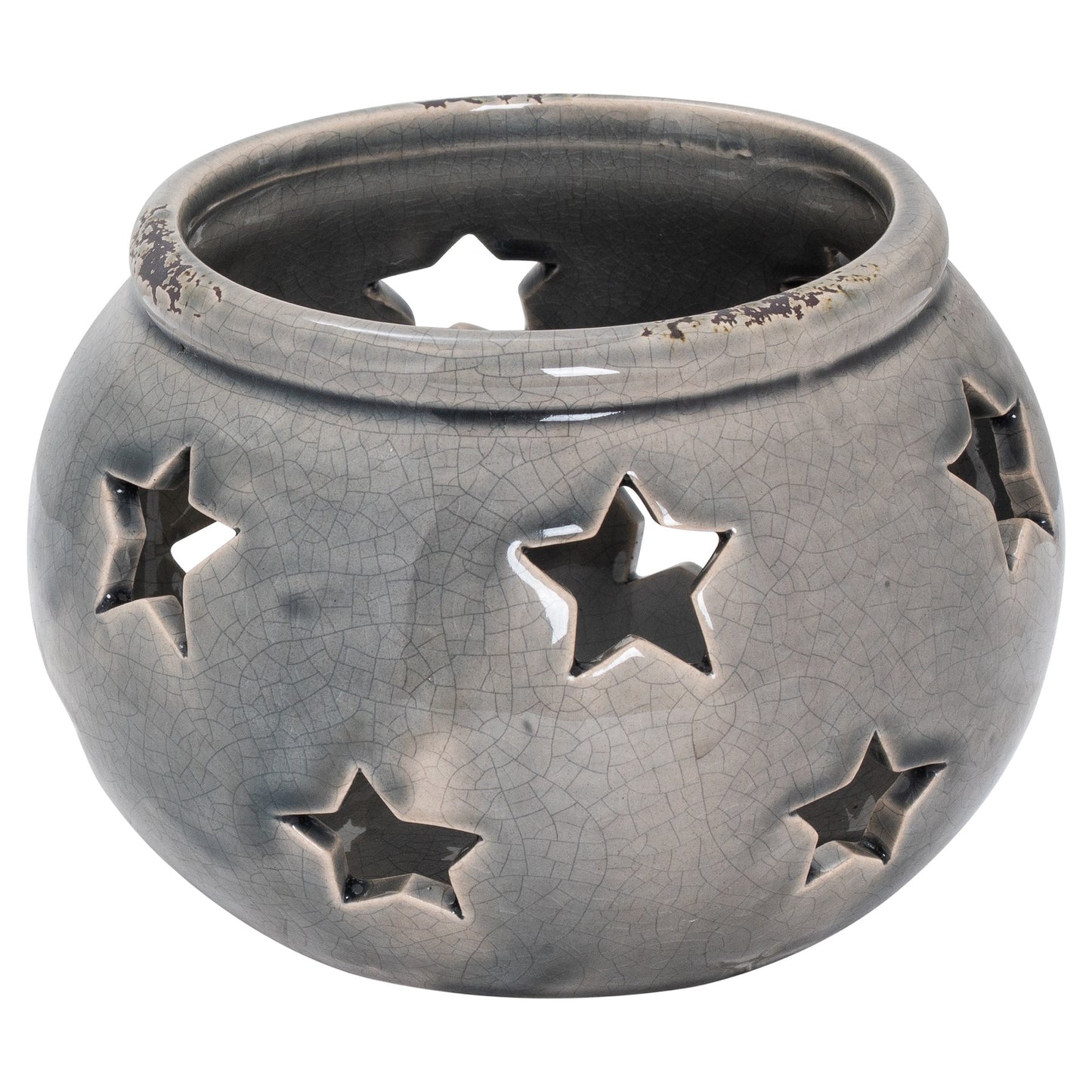 Grey Ceramic Star Candle Holder Lantern