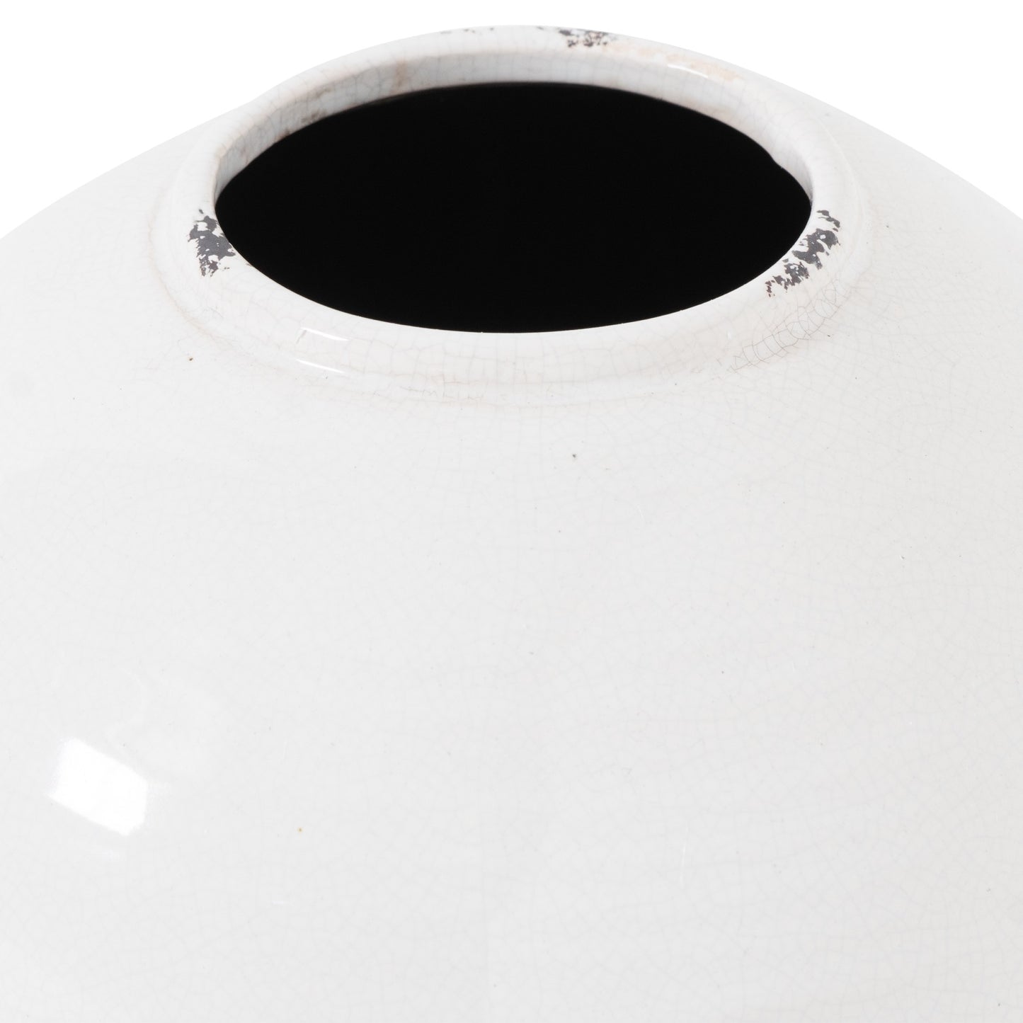 Bloomwood White Glazed Round Ceramic Vase