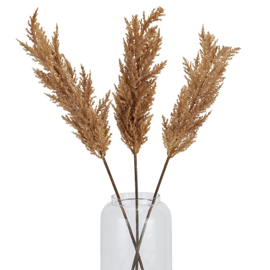 Set of 3 Dried Flowers Taupe Faux Dried Pampas Grass Stems