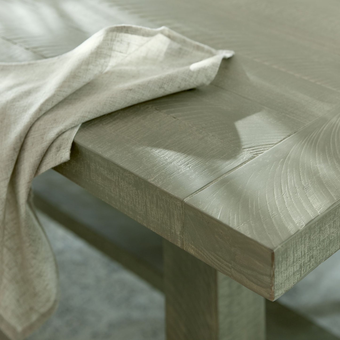 Talmont Soft Grey Wood Rectangular Dining Table with Crossbeam