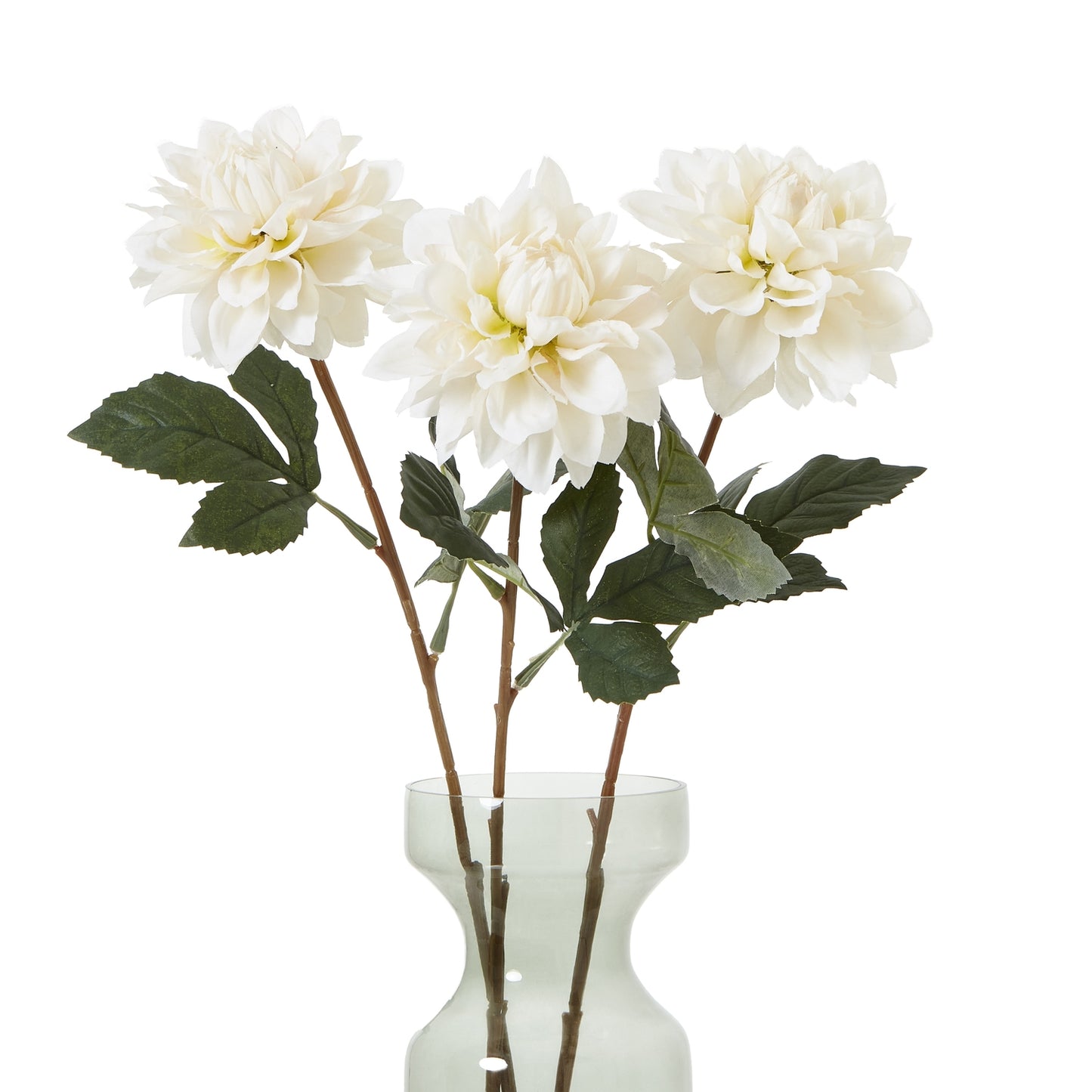 Set of 3 Artificial Flowers Tall White Dahlia Stems