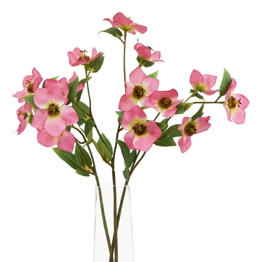 Set of 3 Artificial Flowers Pink Variegated Hellebore Stem
