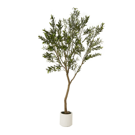 240cm Tall Mediterranean Artificial Olive Tree In White Ceramic Pot