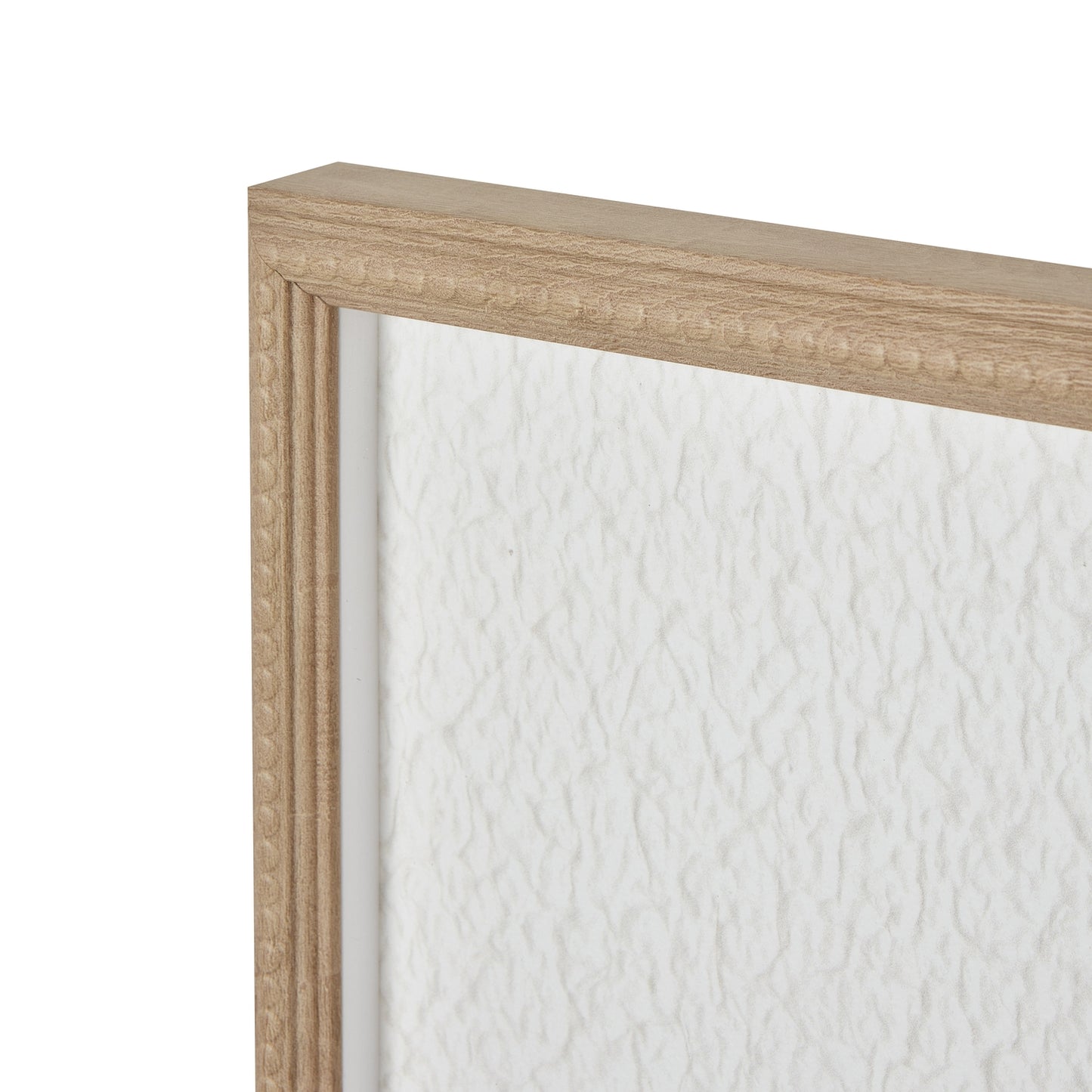 Les Vans Large White Embossed Feather In Natural Wooden Beaded Frame