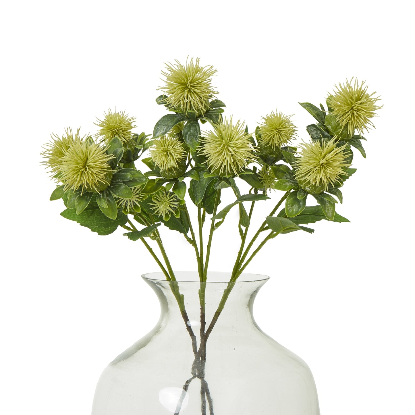 Set of 3 Artificial Flowers Green Safflower Sprays