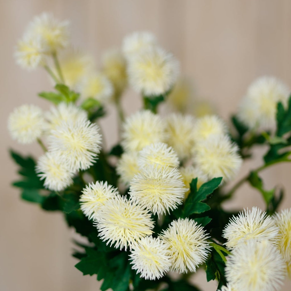 Set of 3 Artificial Flowers Cream Globe Thistle Sprays