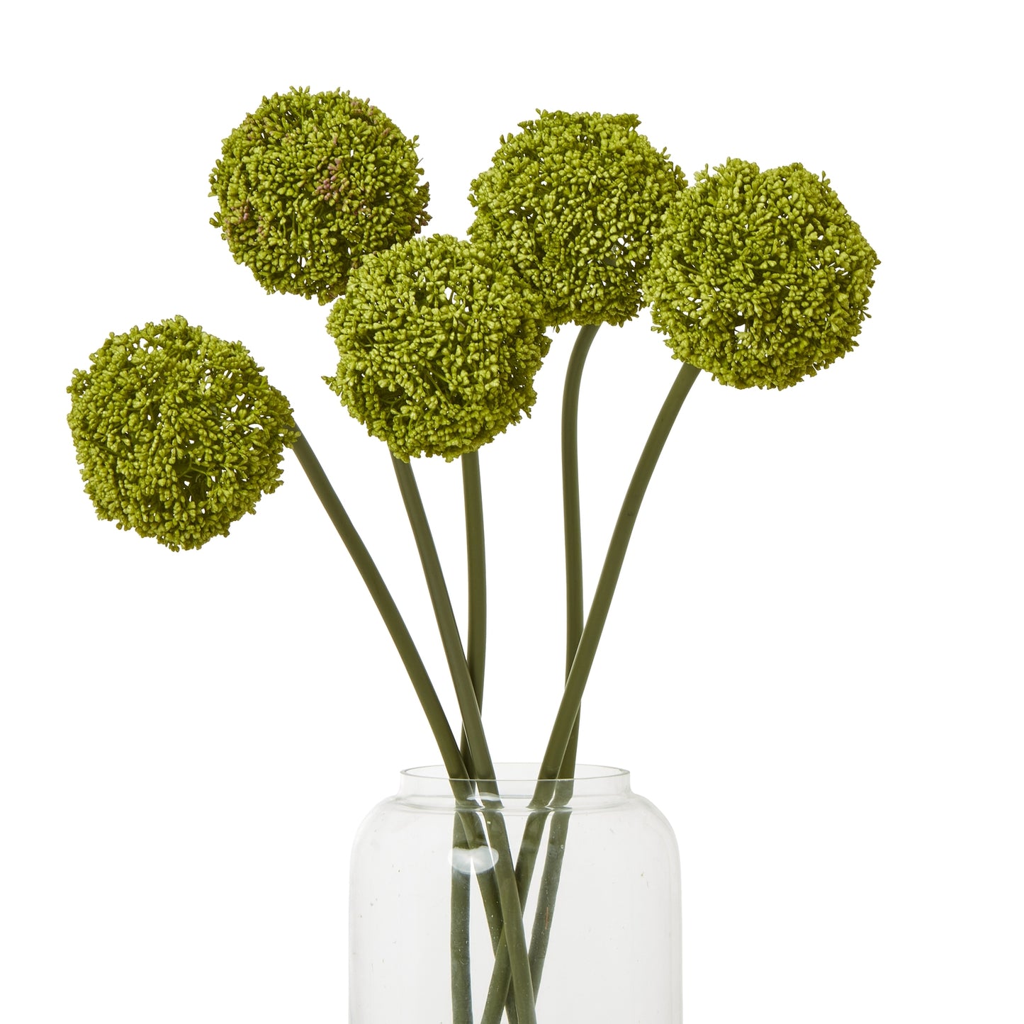 Set of 3 Artificial Flowers Green Allium Stems