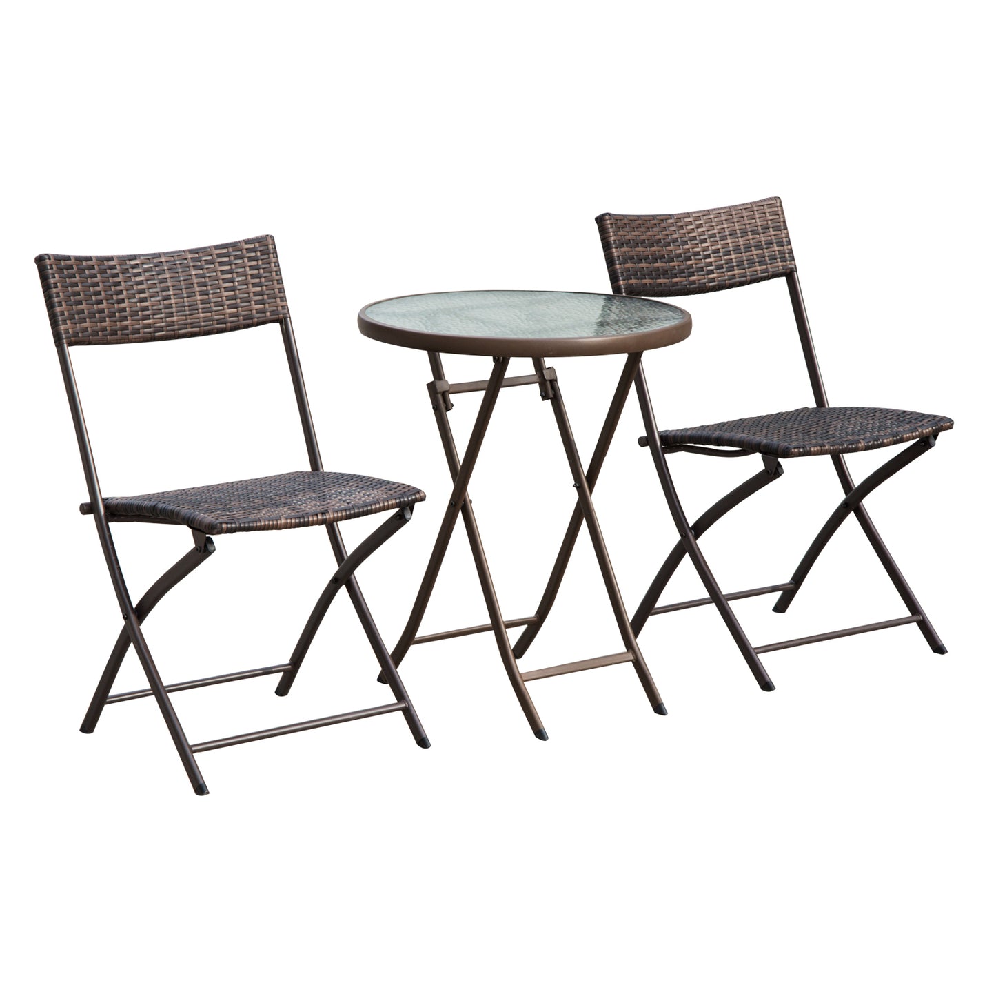 Fisari Rattan Brown 2 Seater Outdoor Bistro Furniture Set
