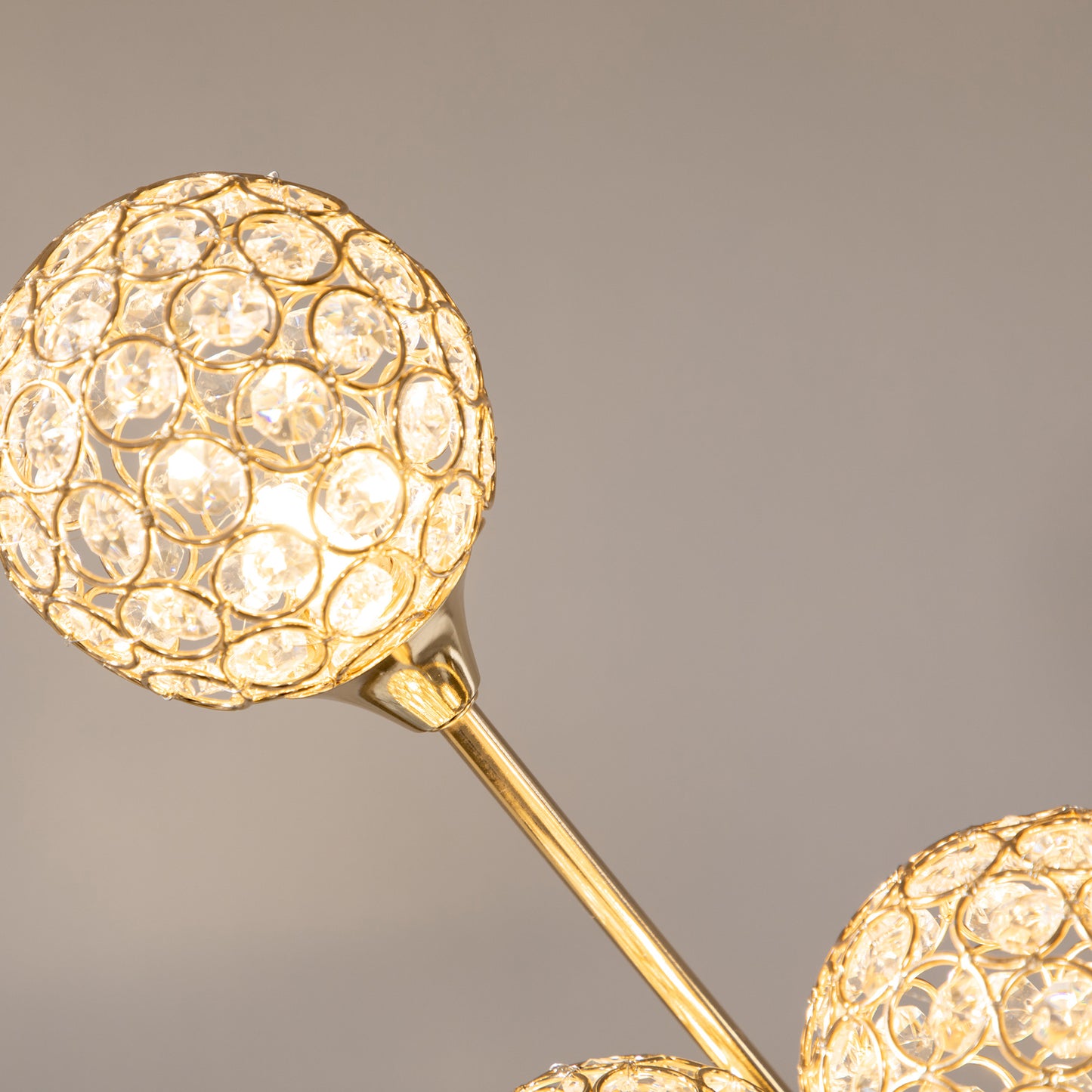 Rarodi Crystal And Metal Gold Tone 5 Light Upright Floor Lamp 156 cm