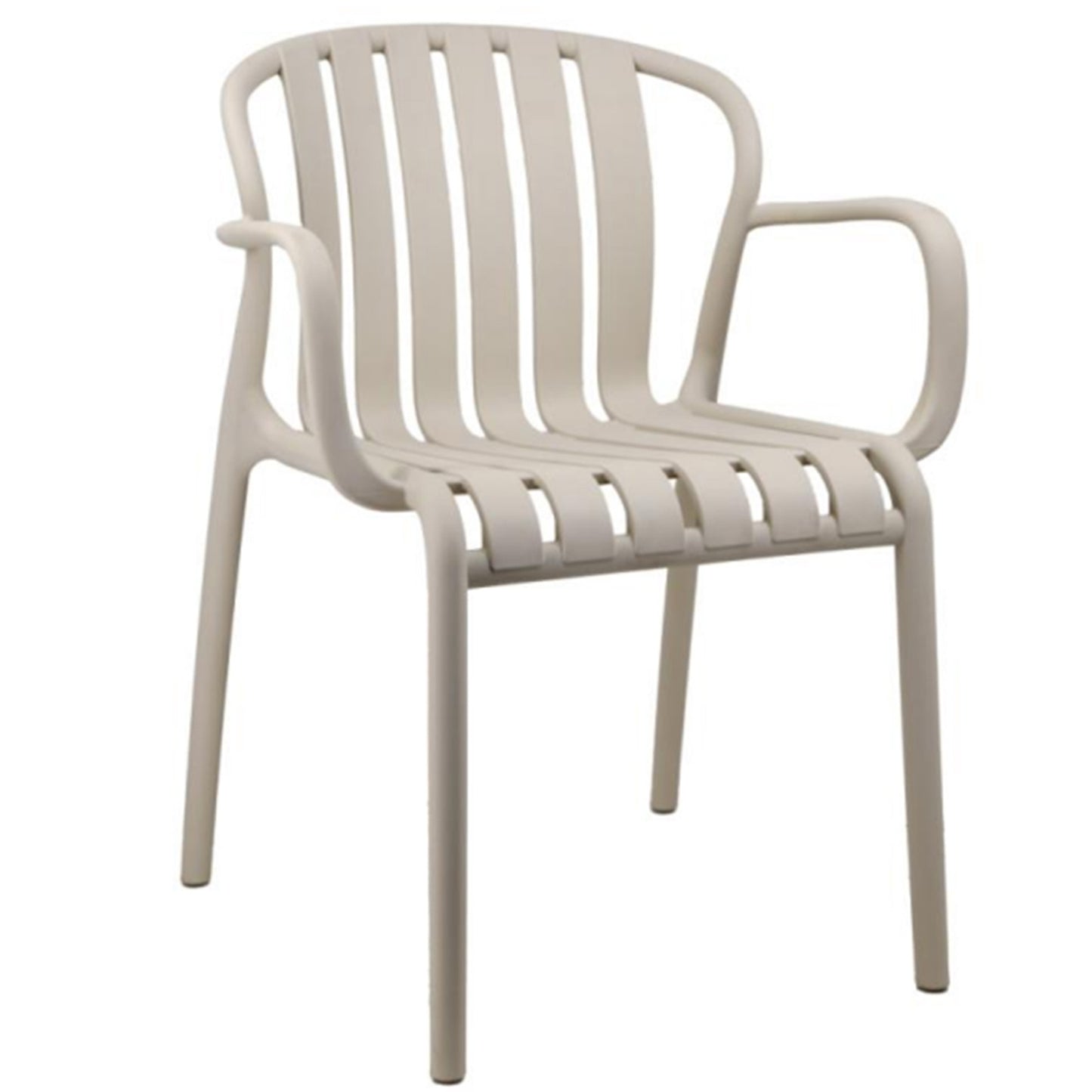 Ollioules Putty Grey Slatted Outdoor Dining Chair with Armrest