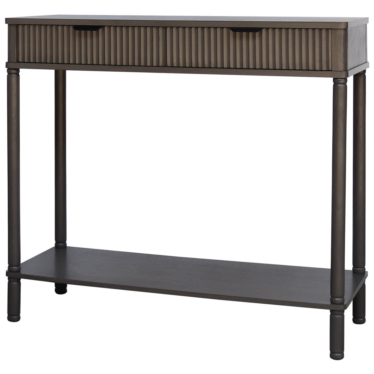 Sagevale 2 Drawer Ribbed Console Table with Bottom Shelf