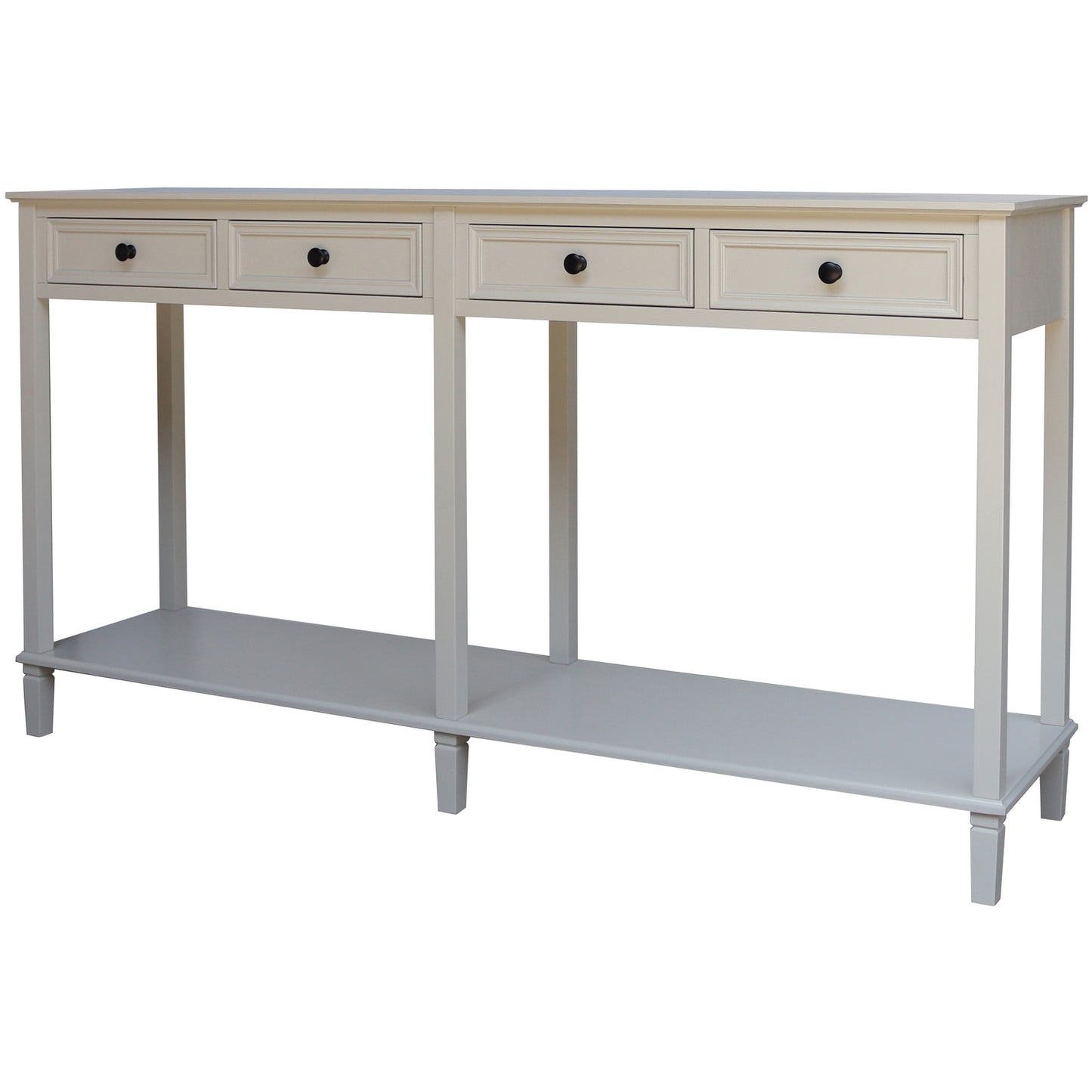 Rochemaure White 4 Drawer Console Bottom Shelf