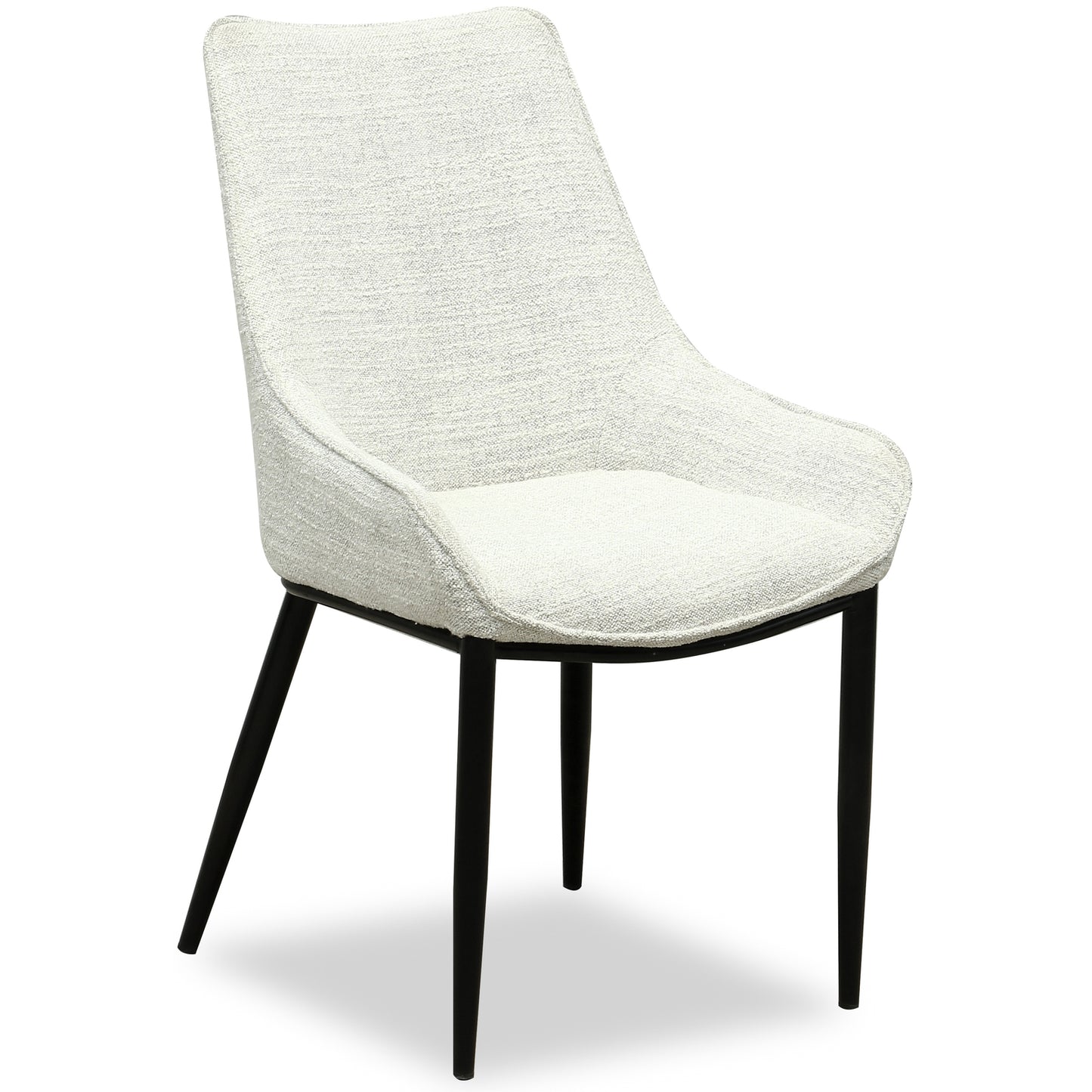 Antraigues White Fabric Dining Chair with Black Metal Legs