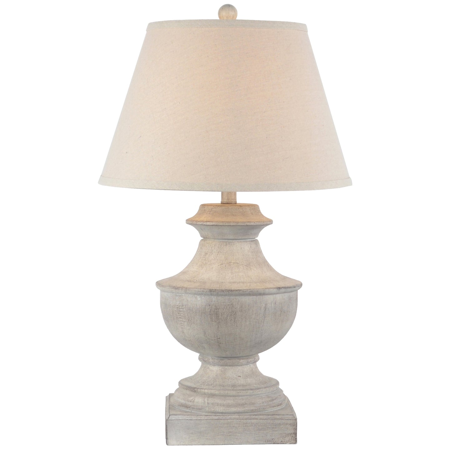 Rochefort Grey Washed Wide Wooden Table Lamp With Cream Linen Shade