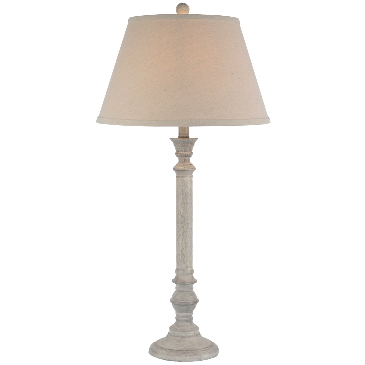 Collonges Slim Pillar Wooden Table Lamp With Cream Linen Shade
