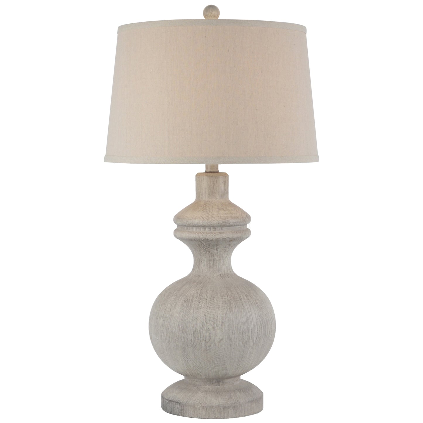 Barfleur Distressed Grey Round PIllar Table Lamp With Cream Linen Shade