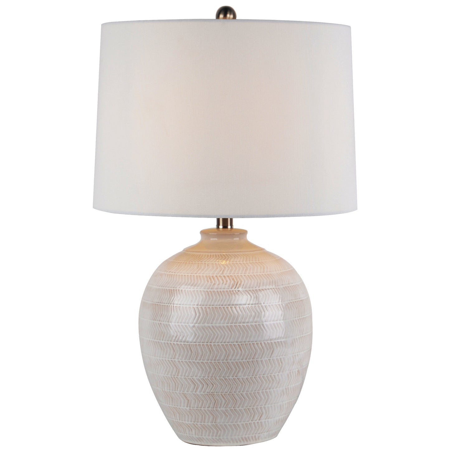 Provence Cream Chevron Ceramic Table Lamp With Linen Shade