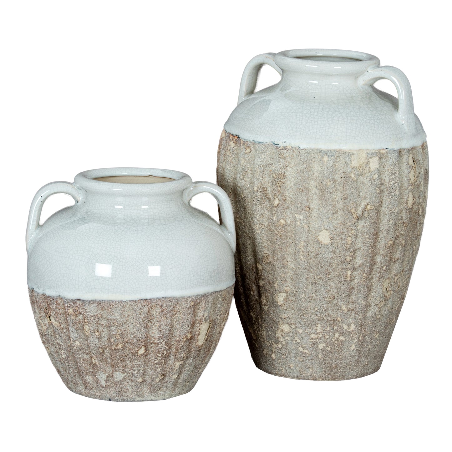 Stonewild Large White and Sand Amphora Ceramic Vase