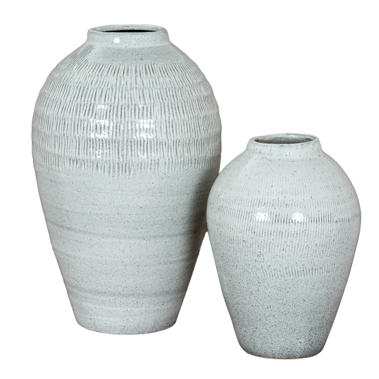Terravine White Medium Olpe Ceramic Vase with Textured Finish