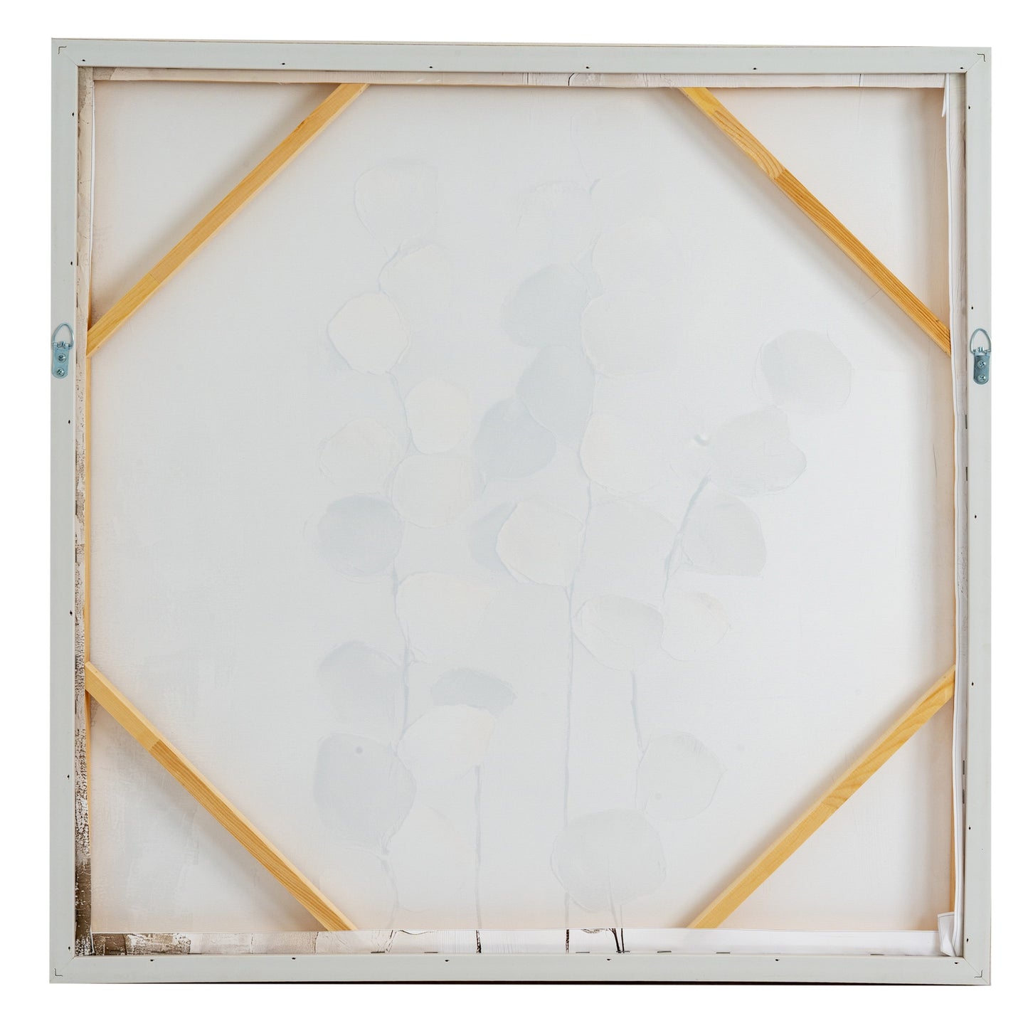Halki Square Hand Painted Eucalyptus Leaves Canvas In Frame
