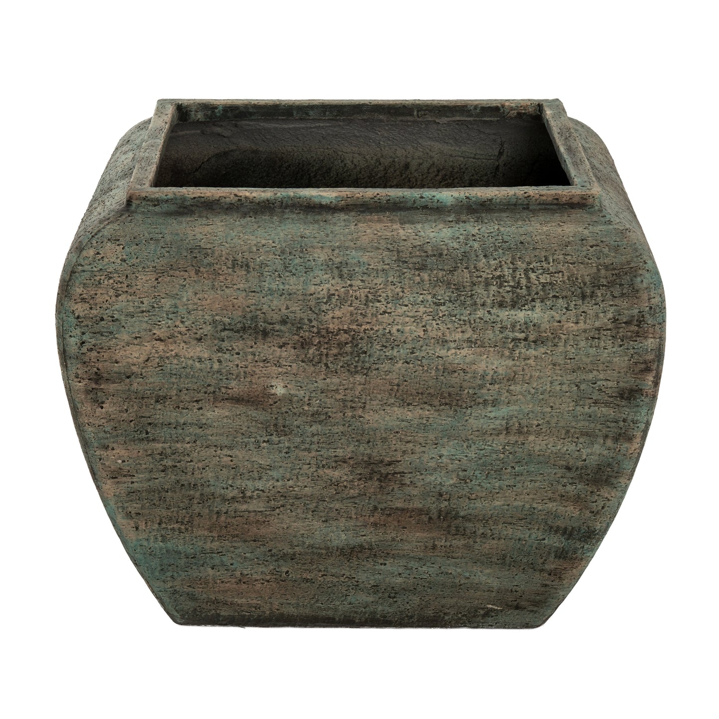 Set Of 2 Aged Green Concrete GardenPlanters