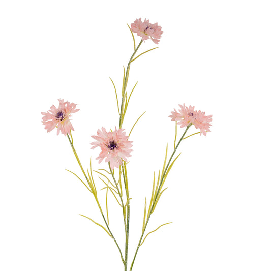 Set of 3 Artificial Flowers Pink Cornflower Stems