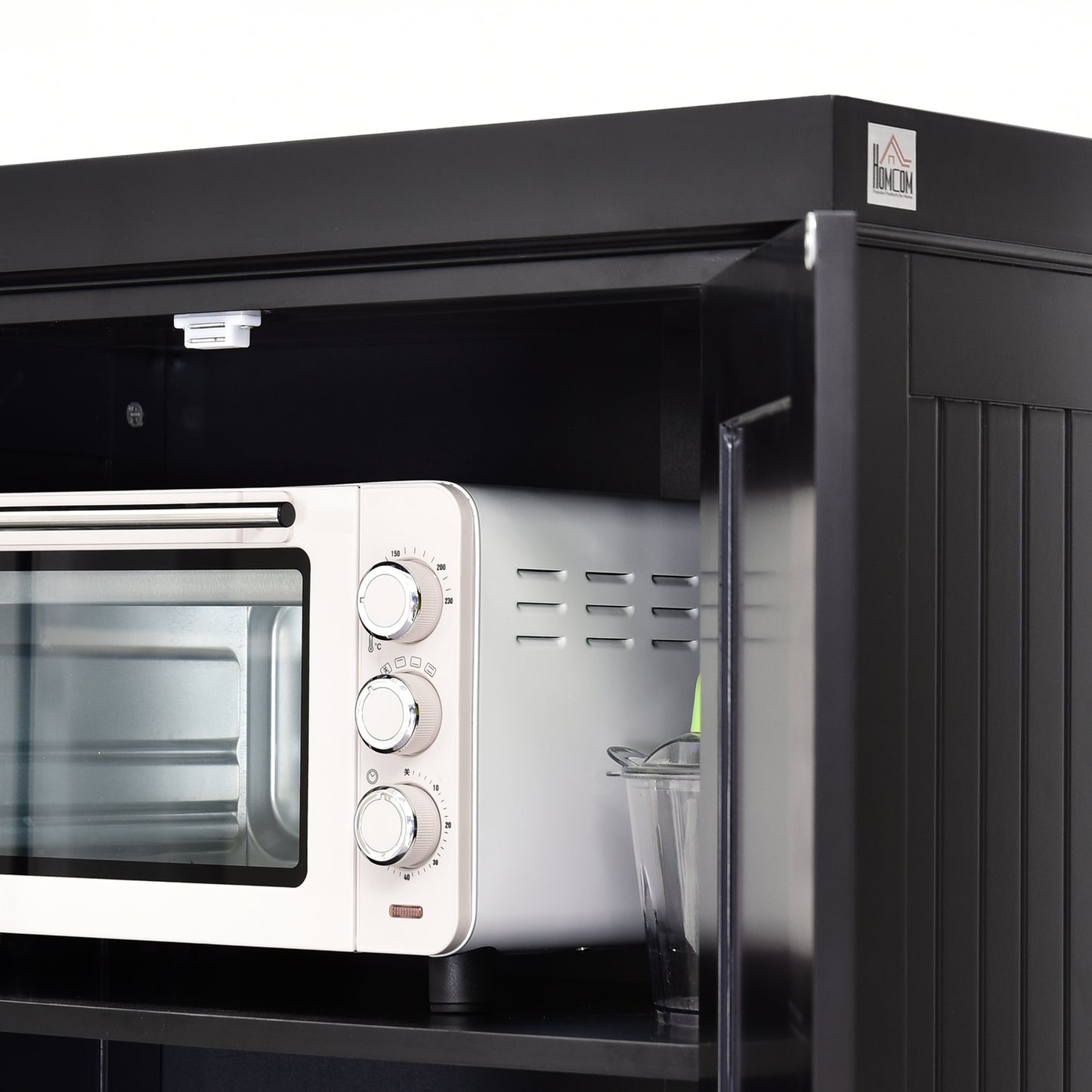 Nafino Wooden Black Freestanding Multi Storage Kitchen Cabinet