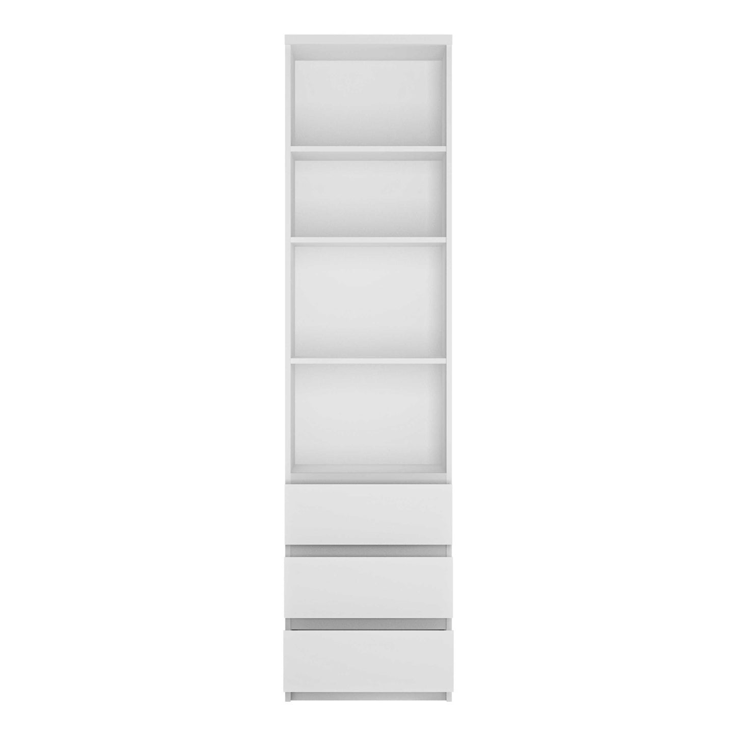 Hemingway White Wooden Tall Narrow 3 Drawer Bookcase