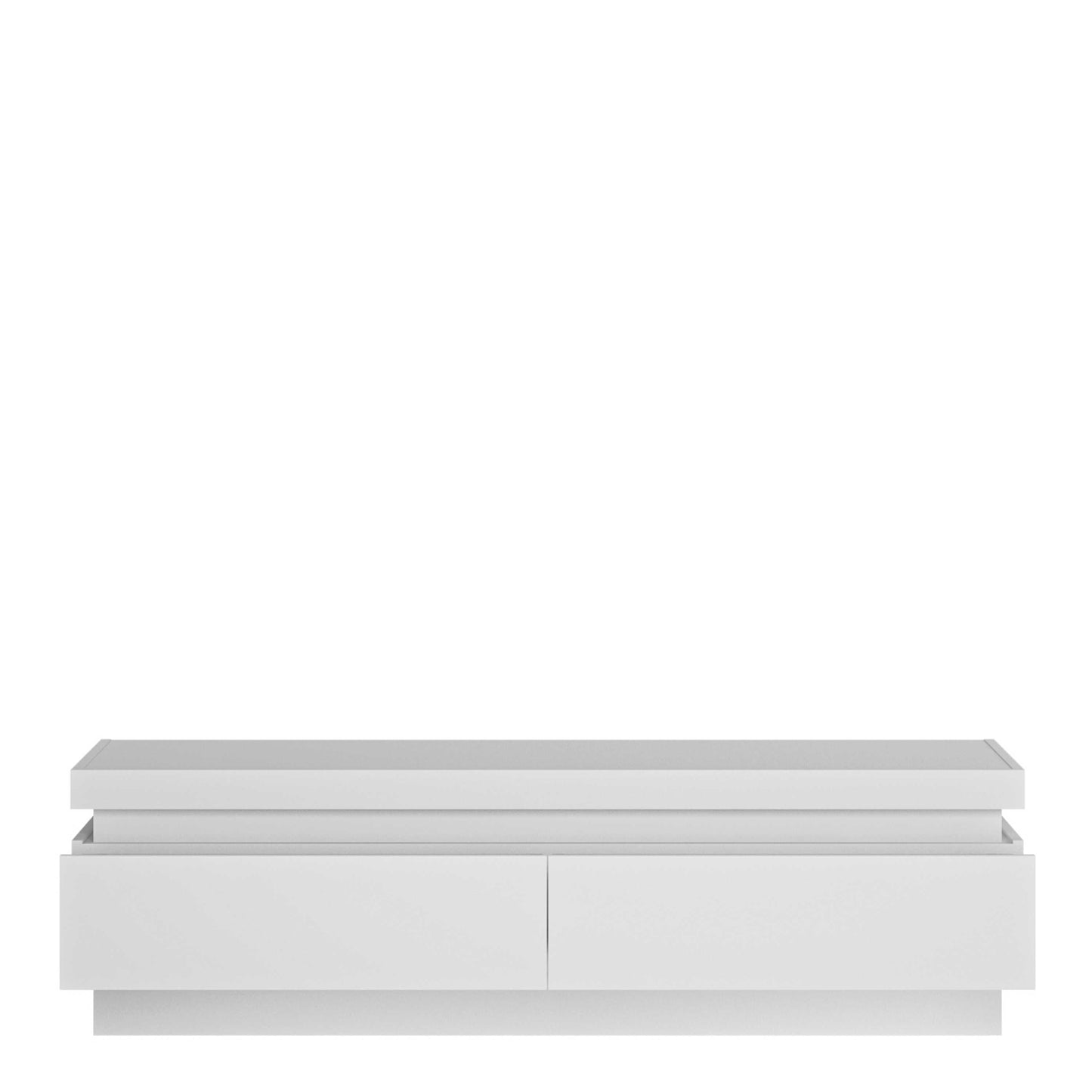 Hjorring White Gloss TV Cabinet 2 Drawer TV Cabinet with LED Lights