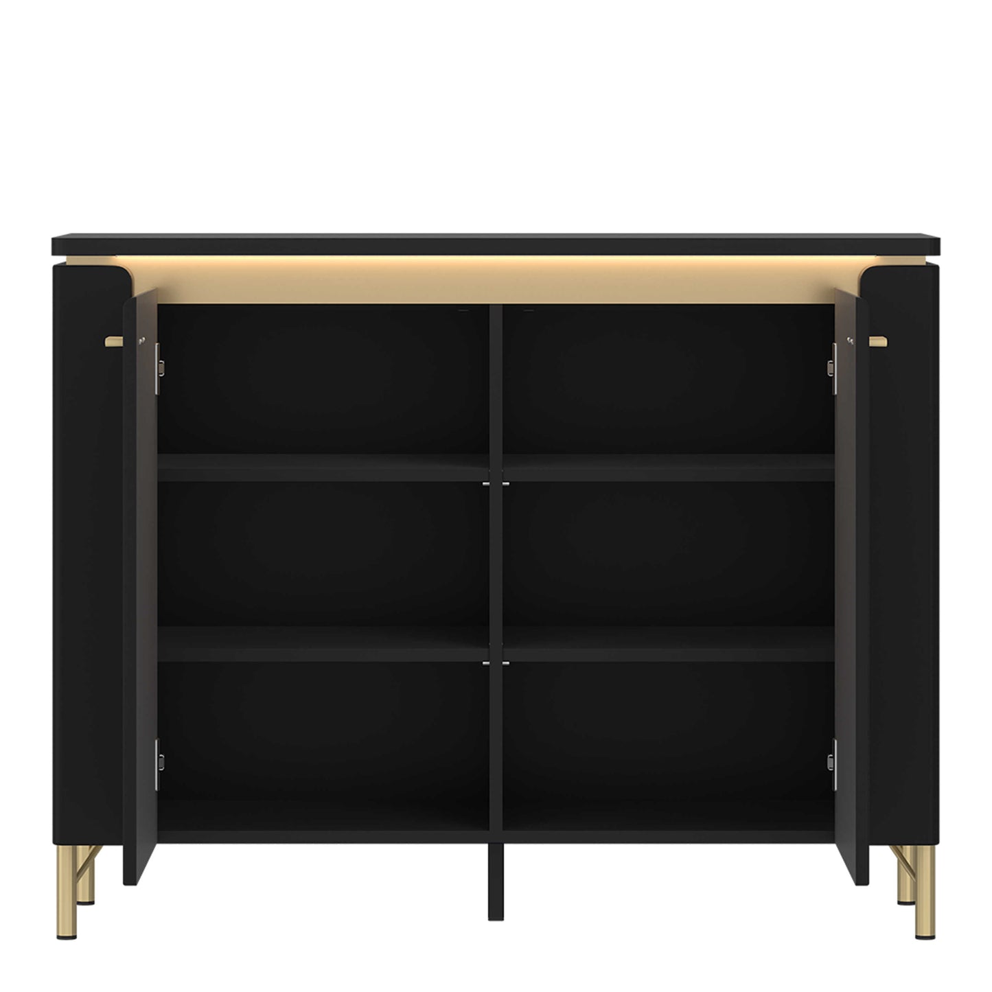 Marslet Black and Gold Sideboard 2 Door with LED Lights