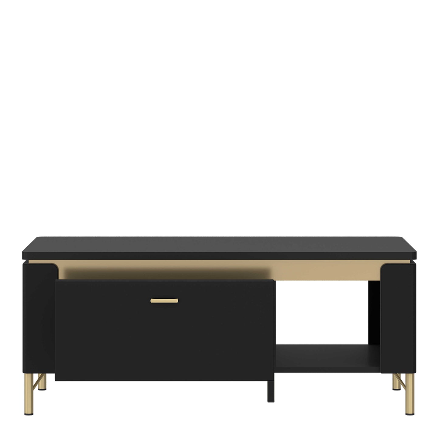 Marslet Narrow Black and Gold Coffee Table 1 Drawer