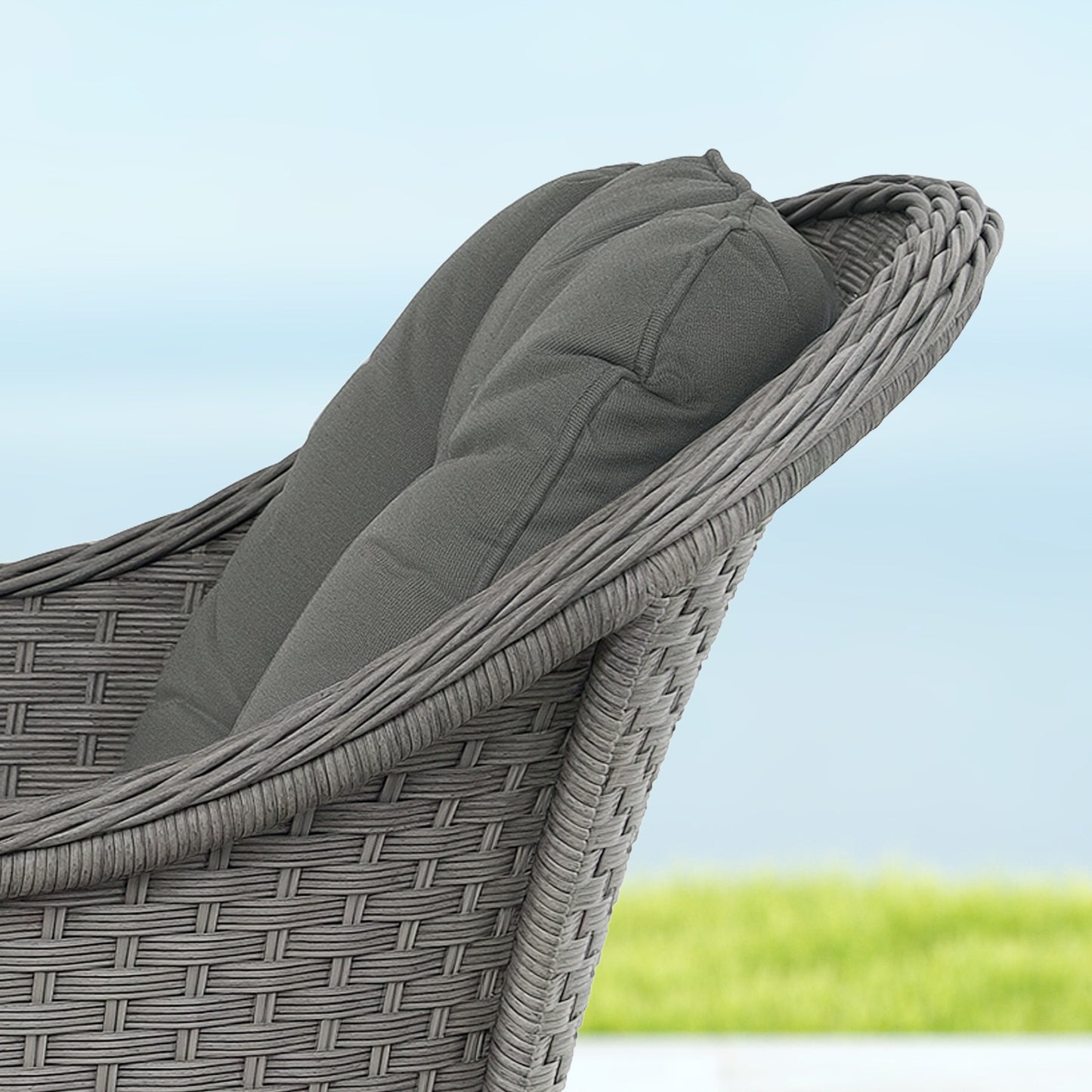 Fasake Rattan Light Grey 4 Piece Seater Furniture Set With Glass Top Table