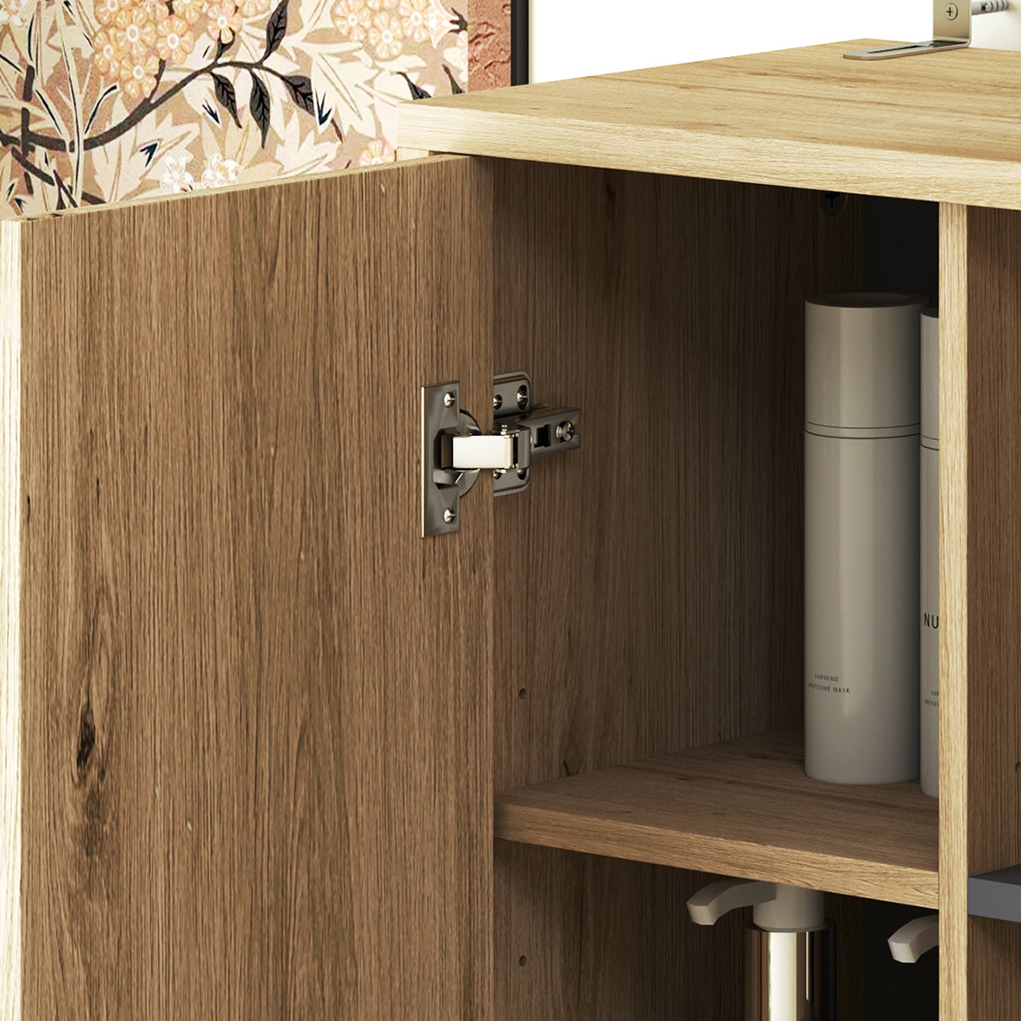 Lanoha Slim Multi Storage Bathroom Cabinet With Wood Effect Finish
