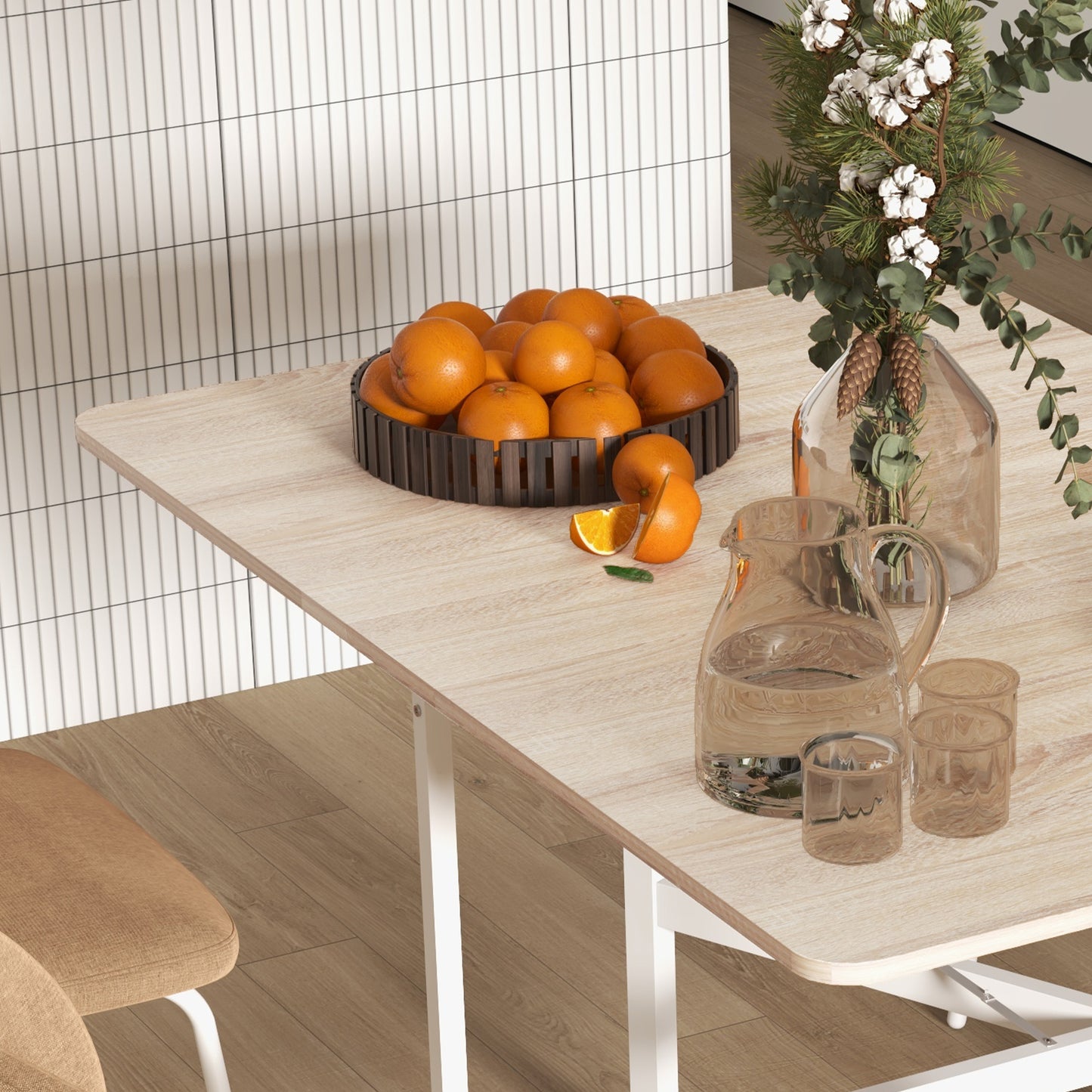 Senaba Wooden Oak Drop Leaf Dining Table Seating 4 To 6