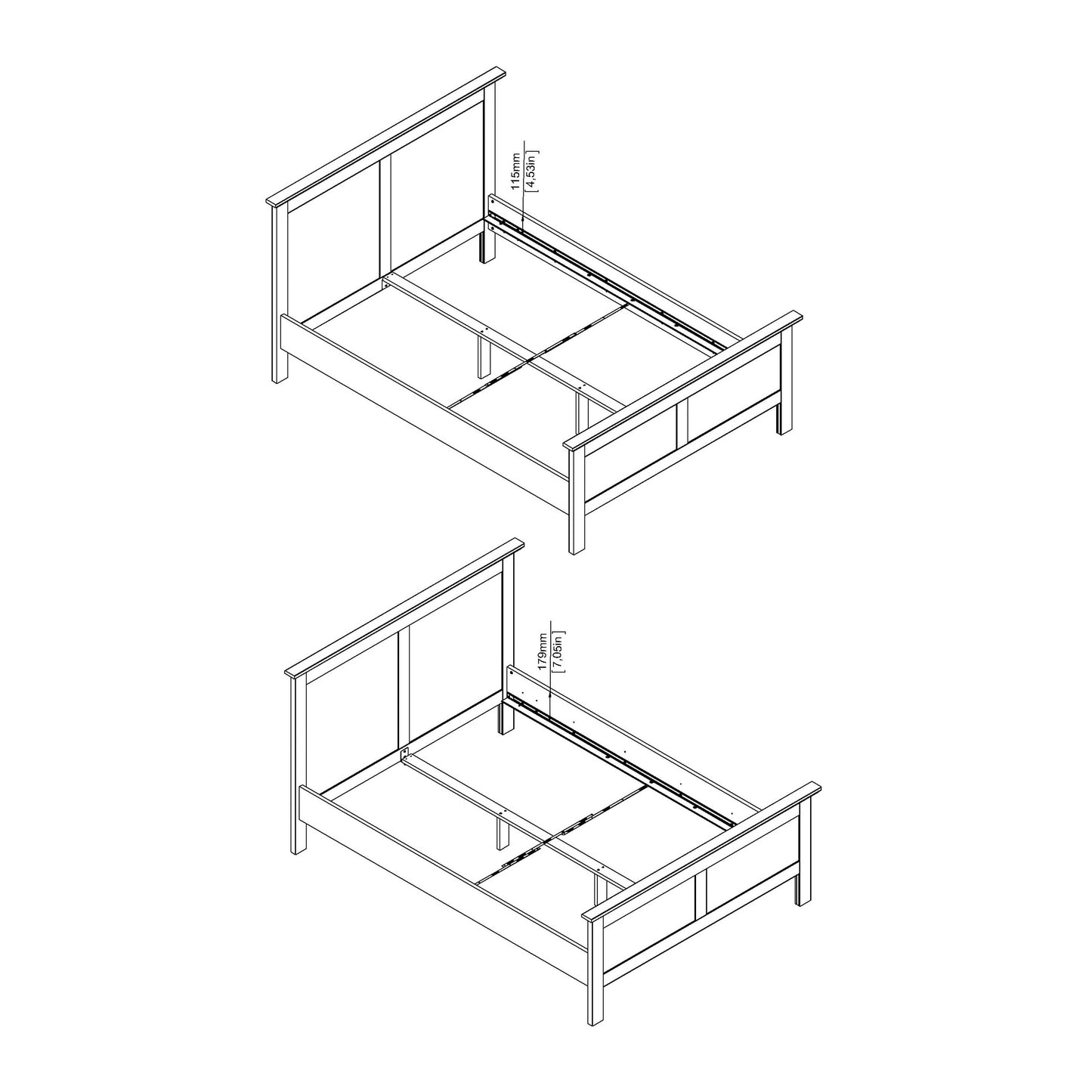 Osaka Double Bed Frame 4ft6 Farmhouse White Wood